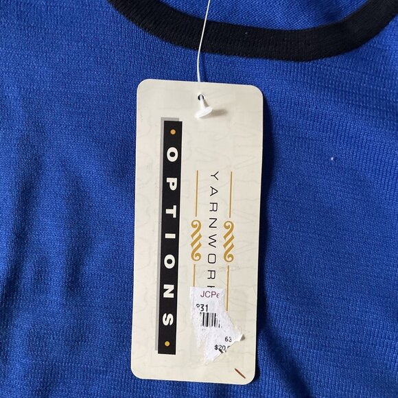 Yarnworks Blue Sleeveless Knit Top Medium / Acrylic & Cotton Blend - Picture 2 of 6